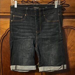 Liverpool Black Jean Shorts with Rolled Hem
